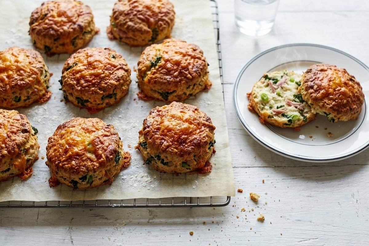 Ham hock, cheddar & kale scones